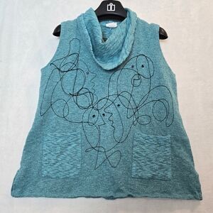 Vintage Lagenlook Art To Wear Sleeveless Cowlneck Tunic XL